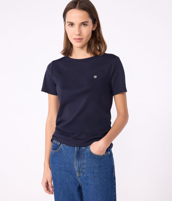 Tee-shirt Femme Iconique col amiral en coton  bleu SMOKING