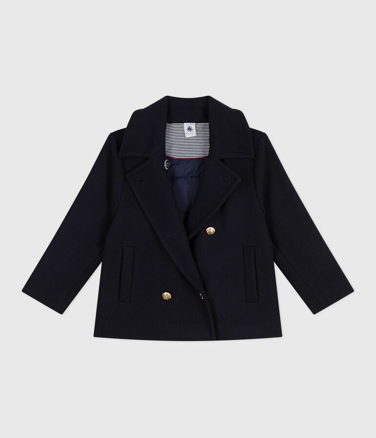 Caban enfant en draps de laine uni bleu SMOKING