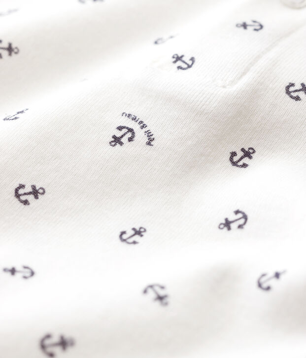 Body imprim&eacute; en coton manches courtes b&eacute;b&eacute; gar&ccedil;on blanc/bleu