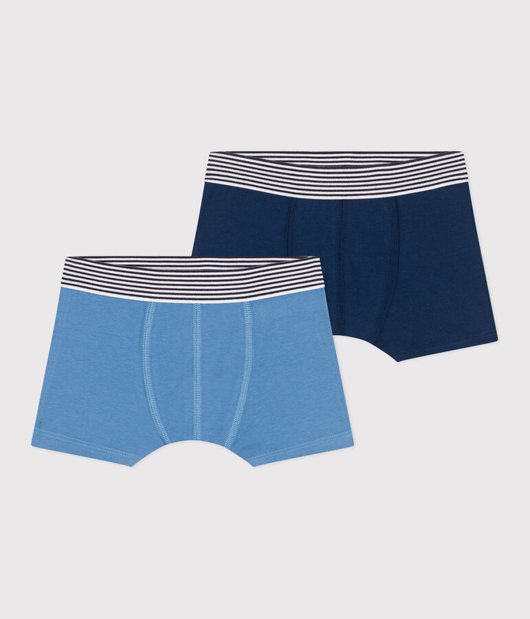 Lot de 2 boxers enfant en coton et &eacute;lasthanne unis variante 1