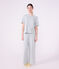 Pyjama femme en coton jambes larges &agrave; rayures gris/blanc