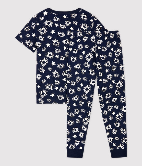 Pyjama  imprimé étoiles petit garçon en coton bleu SMOKING/blanc MARSHMALLOW