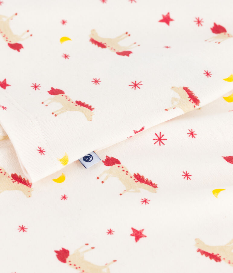 Pyjama enfant en coton imprim&eacute; chevaux MILK/ MULTICO