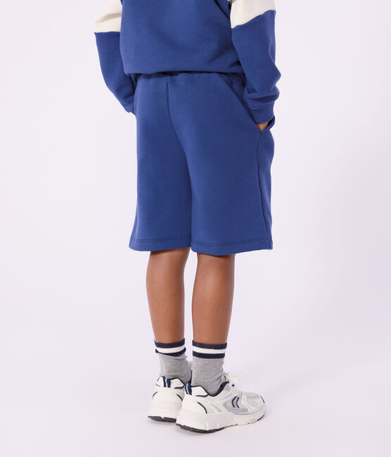 Bermuda short enfant en coton uni bleu CREPUSCULE