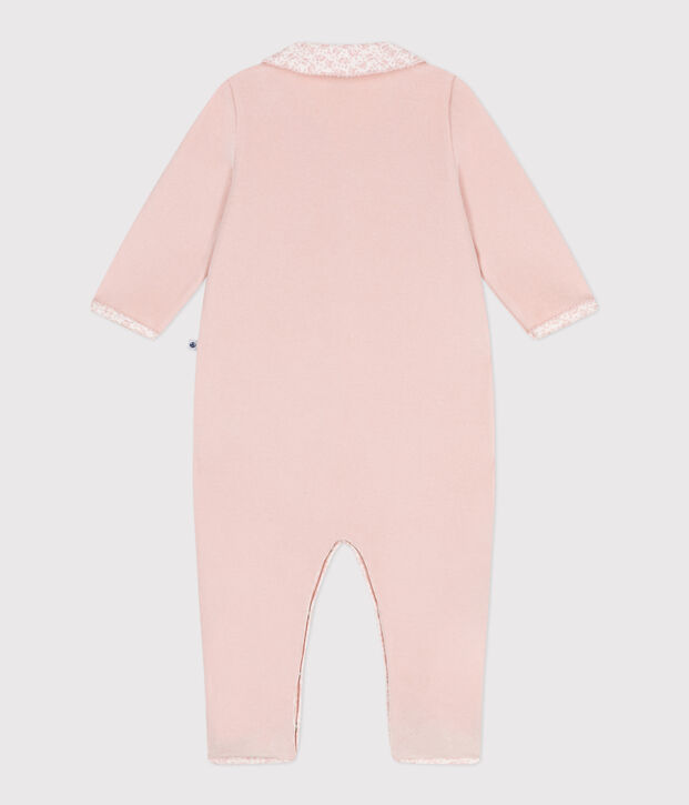 Pyjama b&eacute;b&eacute; en velours avec col rose