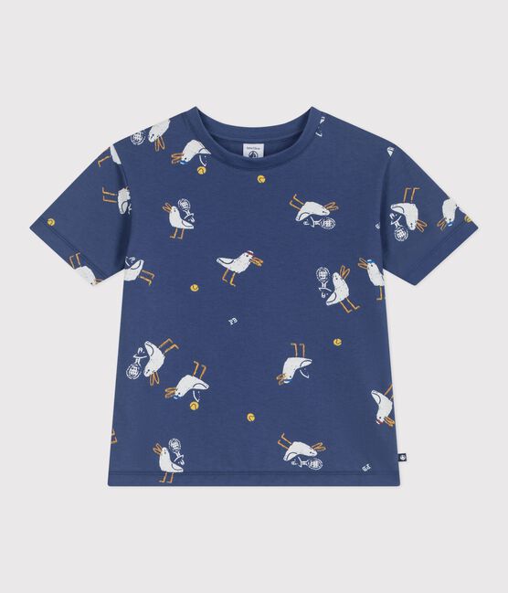 Tee-shirt enfant manches courtes en coton imprimé mouettes CREPUSCULE/ MULTICO