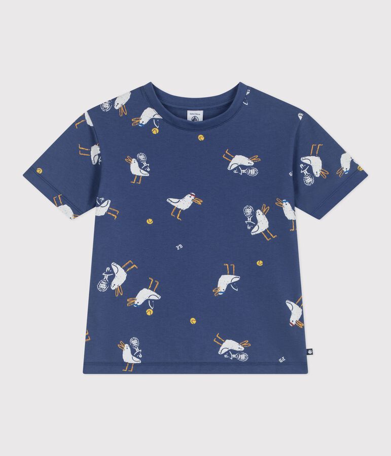 Tee-shirt enfant manches courtes en coton imprim&eacute; mouettes CREPUSCULE/ MULTICO