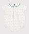 Barboteuse bébé en coton manches courtes à col, imprimé à pois blanc MARSHMALLOW/blanc MULTICO