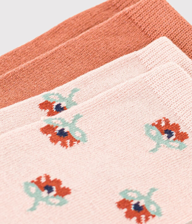 Lot de 2 paires de chaussettes fleurs enfant fille multicouleur