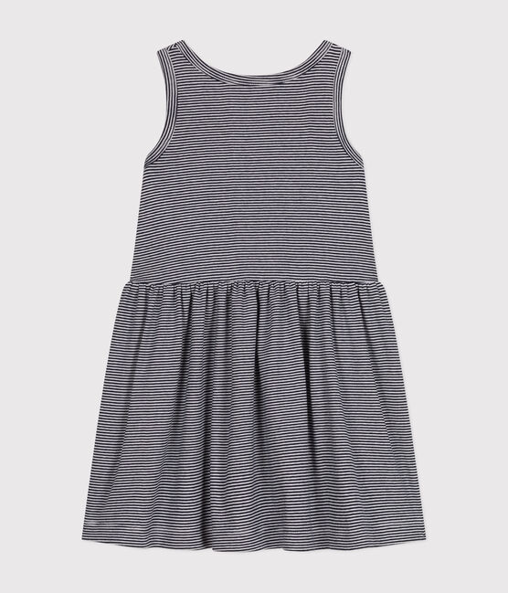 Robe sans manche en coton enfant fille bleu SMOKING/blanc MARSHMALLOW