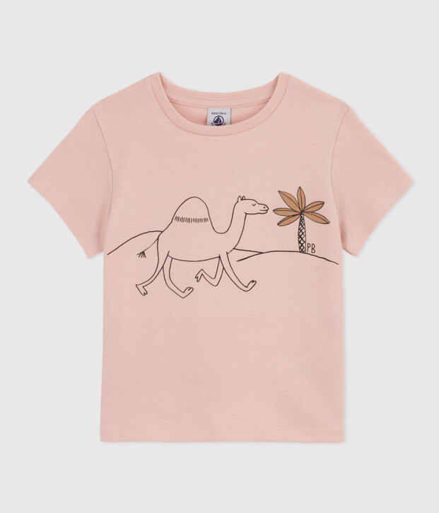 Tee-shirt imprim&eacute; en coton enfant fille rose
