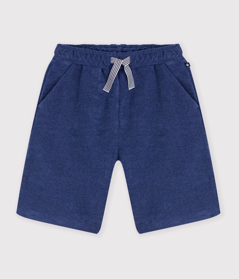 Bermuda short enfant en coton uni bleu
