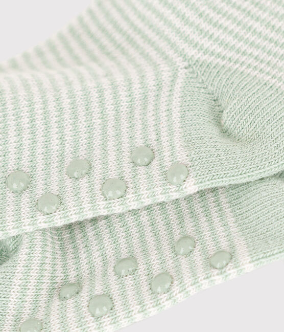 Chaussettes en coton anti dérapante bébé vert HERBIER/ MARSHMALLOW