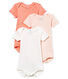 Trio de bodies manches courtes bébé fille en coton et lin