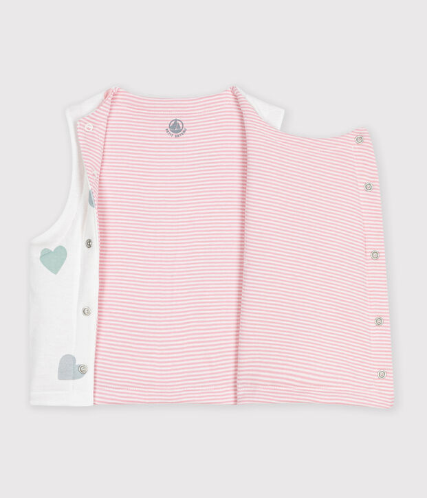Gilet sans manche r&eacute;versible b&eacute;b&eacute; en coton imprim&eacute; blanc/multicouleur