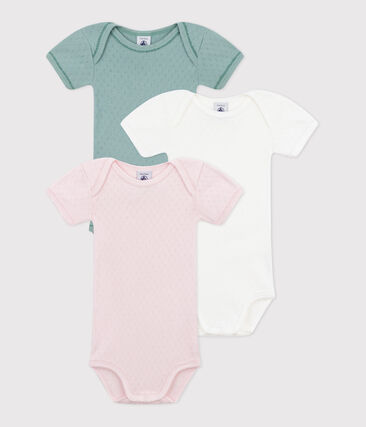 Lot de 3 bodies manches courtes en coton uni bébé