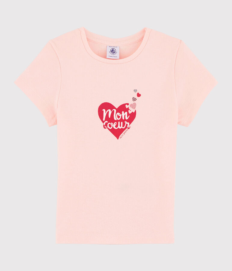 Tee shirt s&eacute;rigraphi&eacute; enfant fille rose