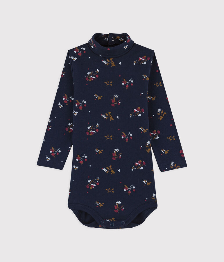 Body manches longues en coton b&eacute;b&eacute;. bleu SMOKING/blanc MULTICO