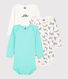 Lot de 3 bodies manches longues panthères bébé en coton biologique