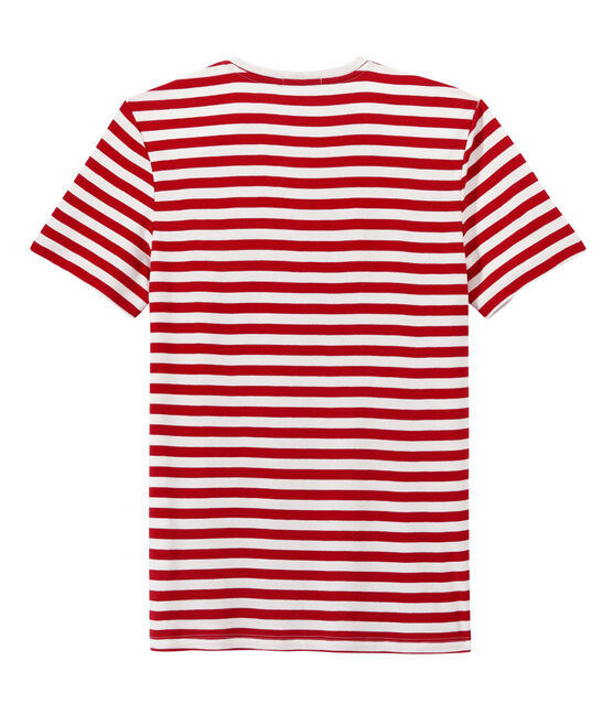 T-shirt homme à rayures bicolores rouge TERKUIT/blanc MARSHMALLOW