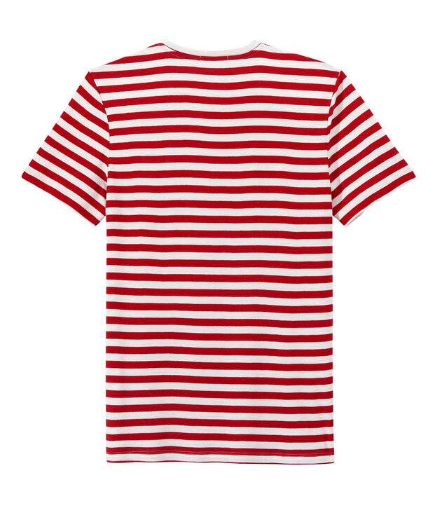 T-shirt homme &agrave; rayures bicolores rouge/blanc