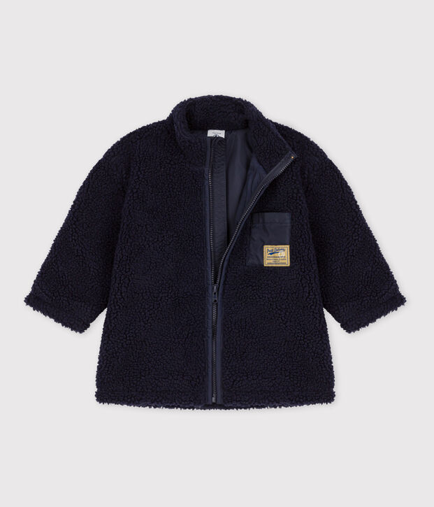 Veste b&eacute;b&eacute; en sherpa recycl&eacute;e bleu marine