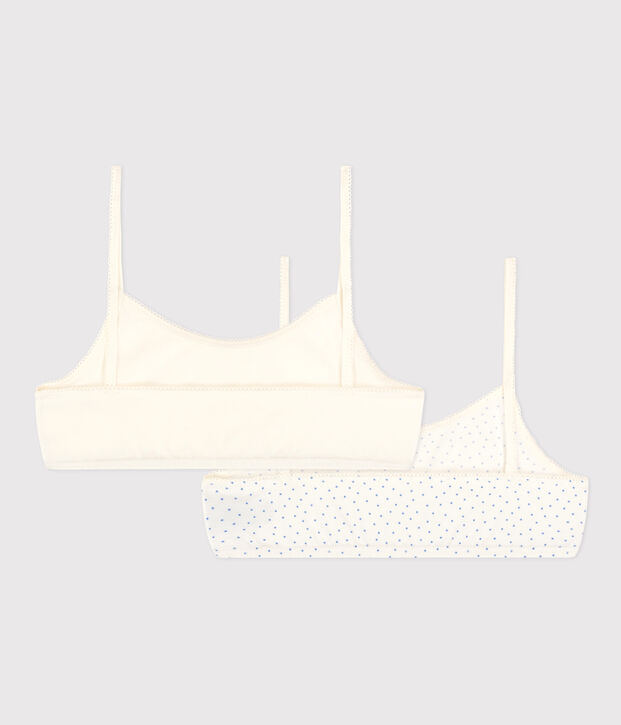 Lot de 2 brassi&egrave;res &agrave; pois en coton et &eacute;lasthanne petite fille multicouleur