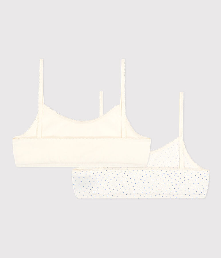 Lot de 2 brassi&egrave;res &agrave; pois en coton et &eacute;lasthanne petite fille multicouleur