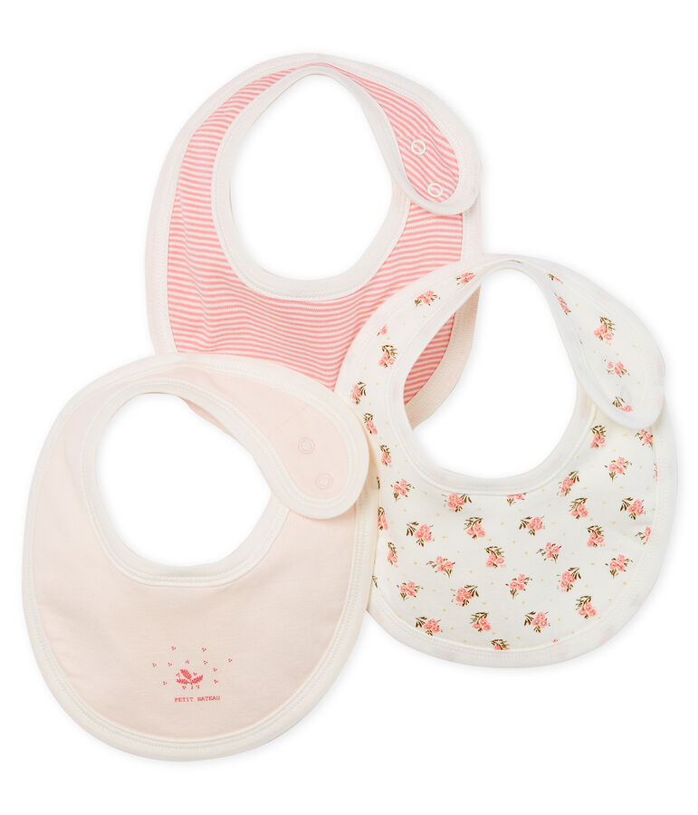 Lot de trois bavoirs b&eacute;b&eacute; en c&ocirc;te multicouleur
