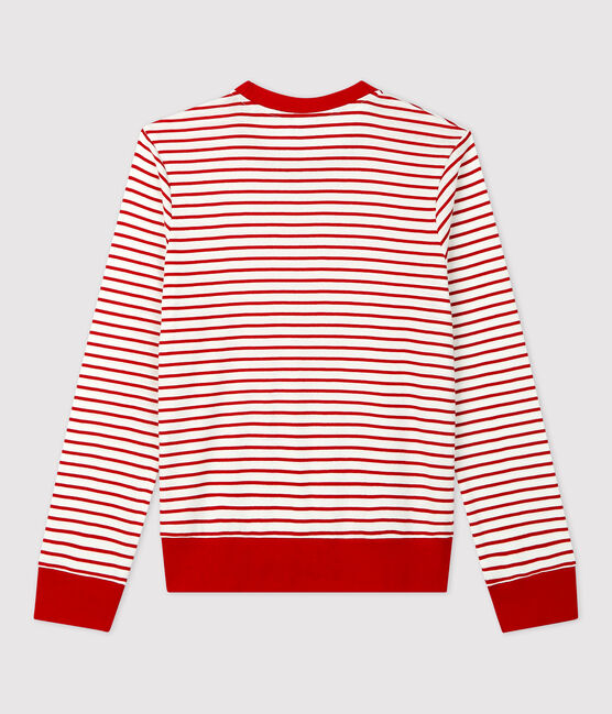 T-shirt marinière en coton Femme blanc MARSHMALLOW/rouge TERKUIT
