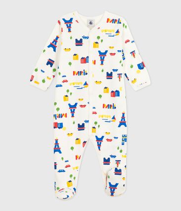 Pyjama bébé en molleton gratté à col imprimé Paris