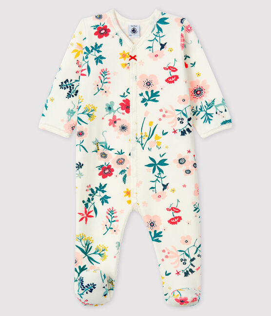 Dors-bien à imprimé fleuri bébé fille en velours blanc MARSHMALLOW/blanc MULTICO