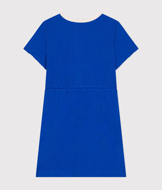 Robe manches courtes en coton enfant fille bleu