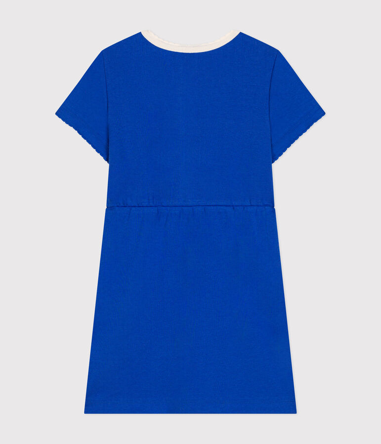 Robe manches courtes en coton enfant fille bleu CALVIN