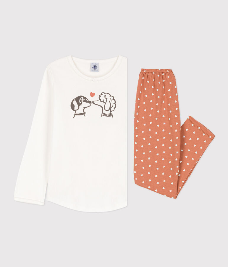 Pyjama petite fille en coton blanc MARSHMALLOW/blanc MULTICO