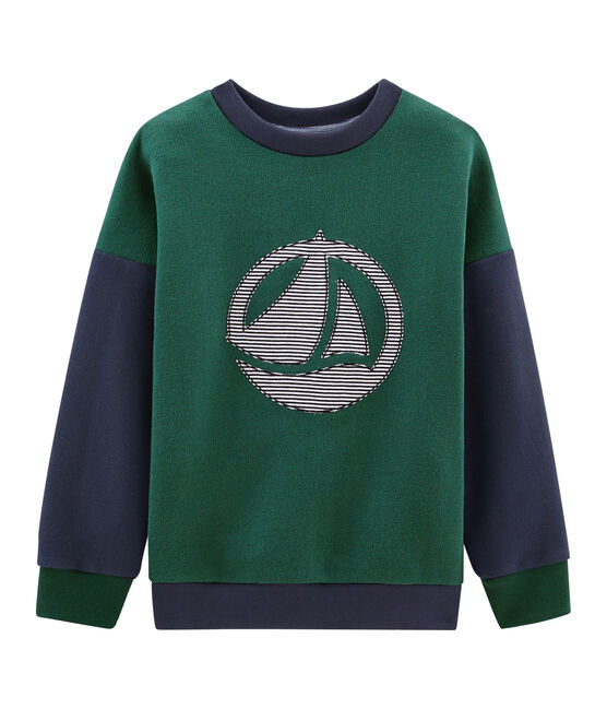 Sweatshirt enfant garçon vert SOUSBOIS/bleu SMOKING
