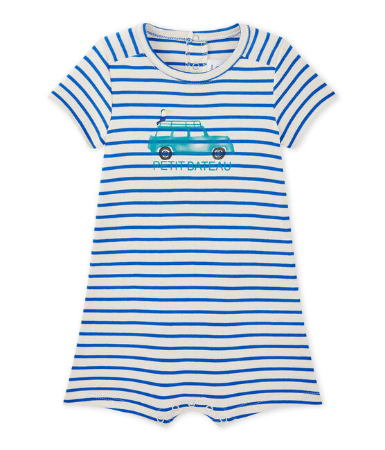 Combicourt bébé garçon marinière blanc FETA/bleu PERSE