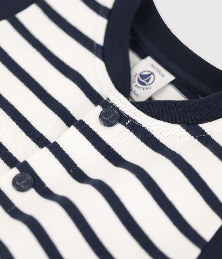 Teddy en jersey b&eacute;b&eacute; blanc MARSHMALLOW/bleu SMOKING