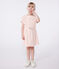 Robe enfant en coton éponge manches courtes à rayures orange MARSHMALLOW/ ABRICOT