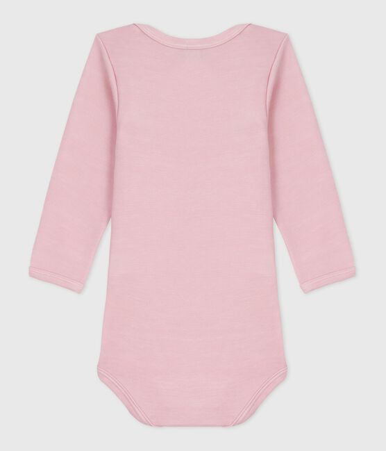 Body manches longues  bébé en laine et coton rose JOLI