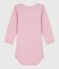 Body manches longues  bébé en laine et coton rose JOLI