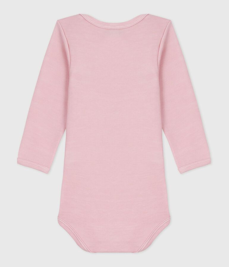Body manches longues  b&eacute;b&eacute; en laine et coton rose JOLI