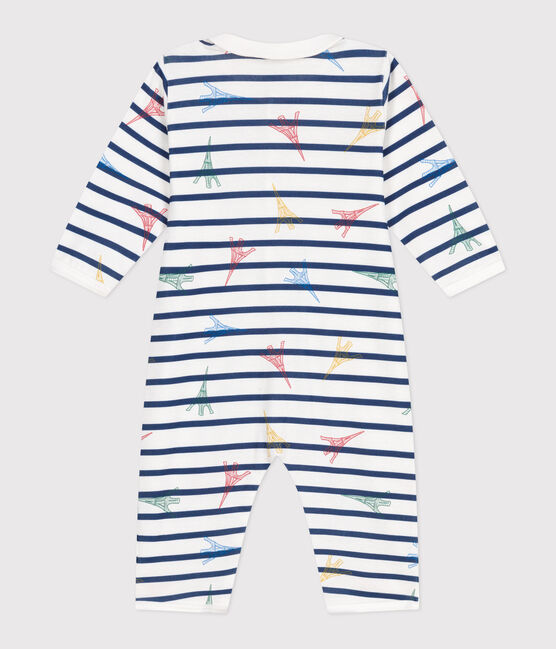 Pyjama bébé en coton sans pieds avec col Paris blanc ECUME/blanc MULTICO