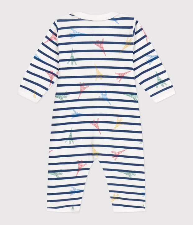 Pyjama b&eacute;b&eacute; en coton sans pieds avec col Paris blanc/multicouleur