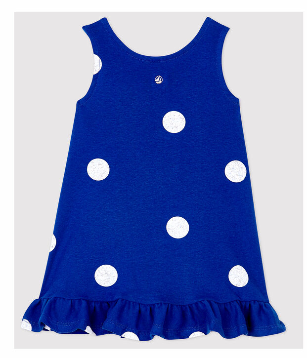 Robe sans manches en lin b&eacute;b&eacute; fillle bleu/blanc