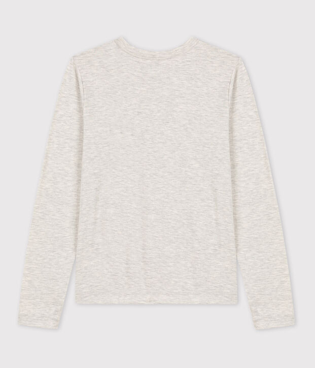 Tee-shirt L'ICONIQUE chaud col rond en coton Femme gris chin&eacute; clair
