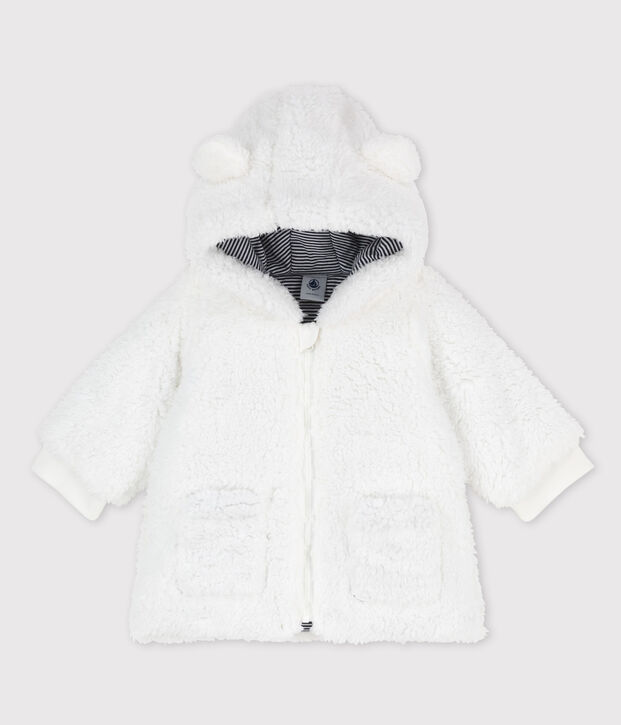 Manteau en sherpa douce b&eacute;b&eacute;. blanc