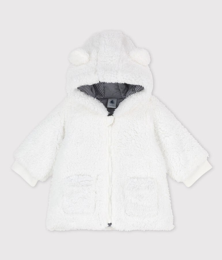 Manteau en sherpa douce b&eacute;b&eacute;. blanc MARSHMALLOW