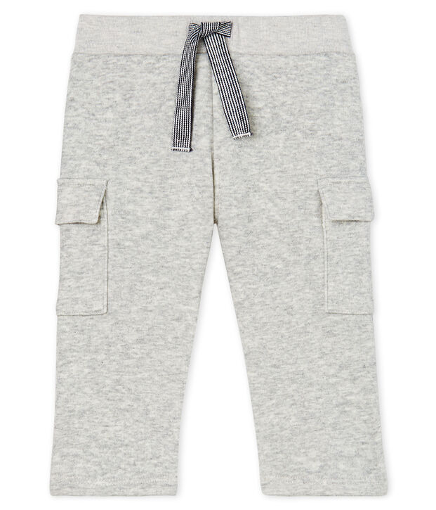 Pantalon b&eacute;b&eacute; gar&ccedil;on en maille velours gris