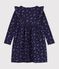 Robe enfant en coton manches longues &agrave; fleurs bleu/multicouleur